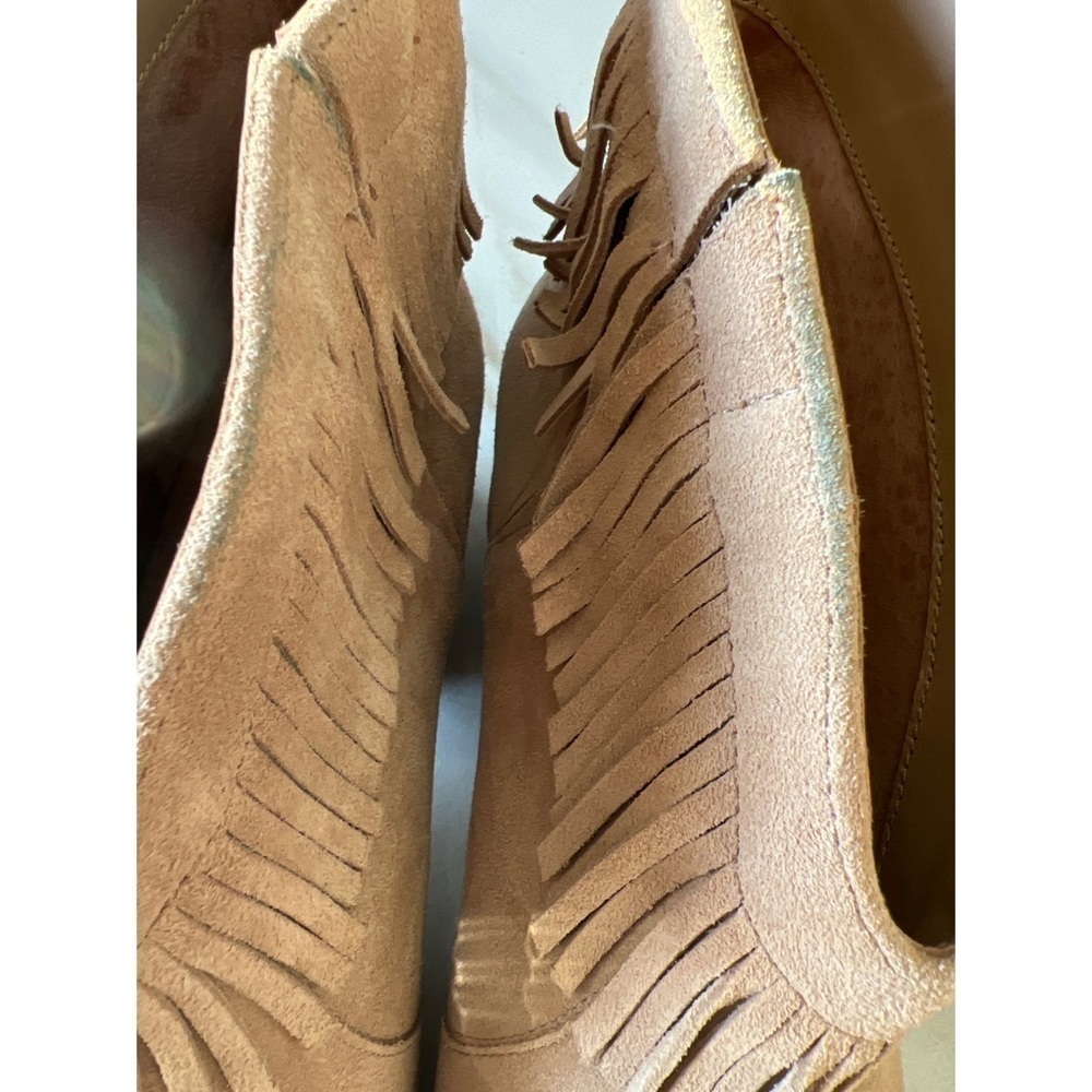 JOIE MAKENA BEIGE BUFF CALF SUEDE FRINGE ANKLE BOOTIE - EU 40 - US 9 - Picture 7 of 10